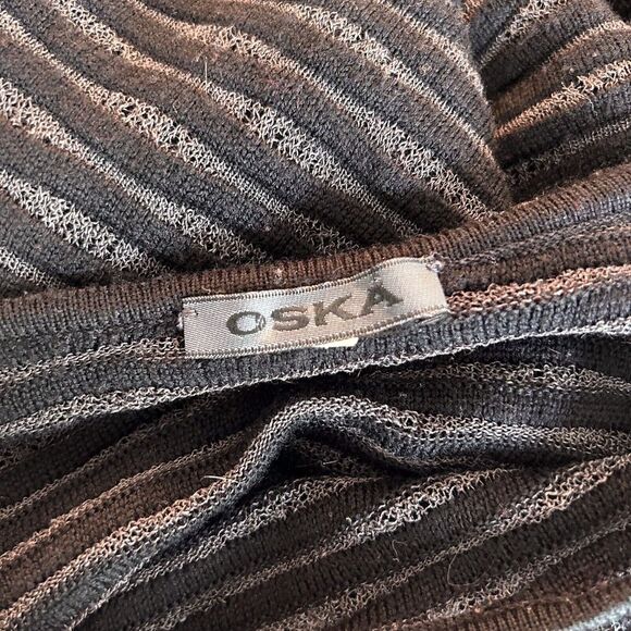 Oska Size 1 US 6 - 8 Women's Black Ribbed Virgin Wool Sweater Pullover Knit - Picture 8 of 10